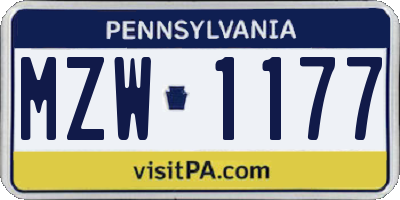 PA license plate MZW1177