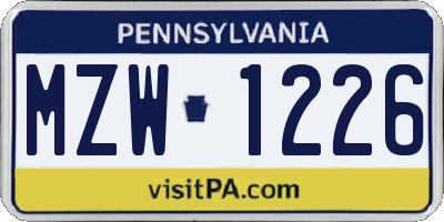 PA license plate MZW1226