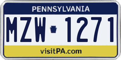 PA license plate MZW1271