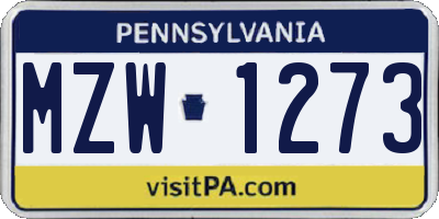 PA license plate MZW1273
