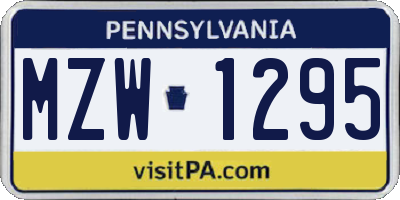 PA license plate MZW1295
