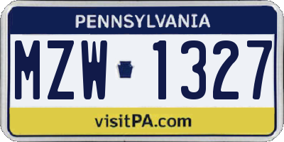 PA license plate MZW1327