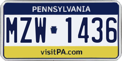 PA license plate MZW1436