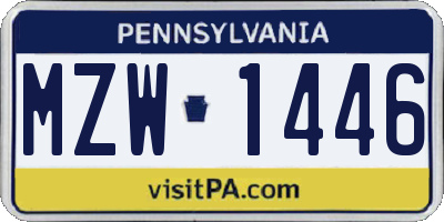 PA license plate MZW1446