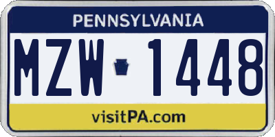 PA license plate MZW1448
