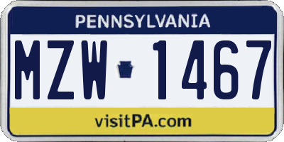 PA license plate MZW1467