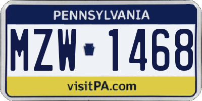 PA license plate MZW1468