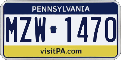 PA license plate MZW1470