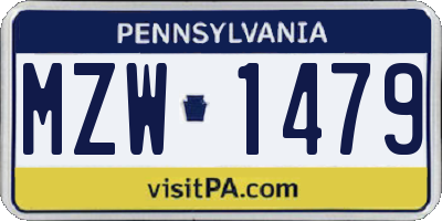 PA license plate MZW1479