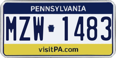 PA license plate MZW1483