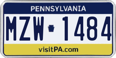 PA license plate MZW1484