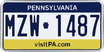 PA license plate MZW1487