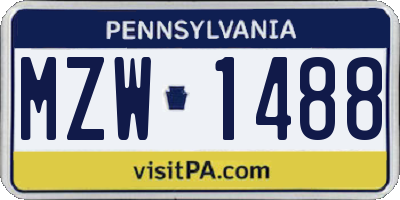 PA license plate MZW1488