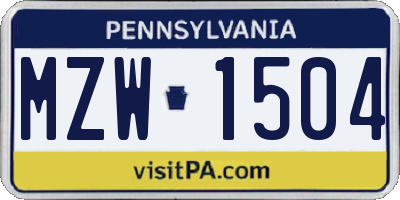 PA license plate MZW1504