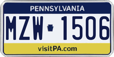 PA license plate MZW1506