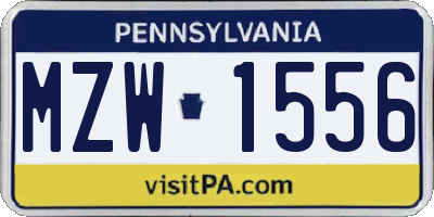 PA license plate MZW1556