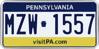 PA license plate MZW1557