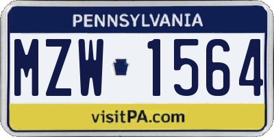 PA license plate MZW1564