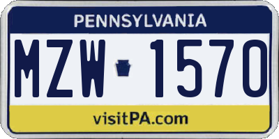 PA license plate MZW1570