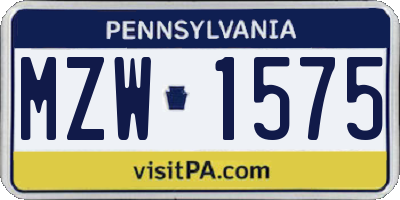 PA license plate MZW1575