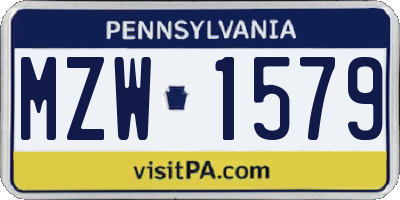PA license plate MZW1579