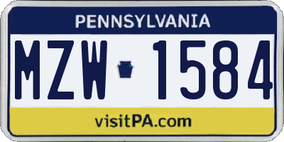 PA license plate MZW1584