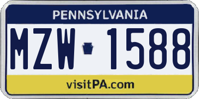 PA license plate MZW1588
