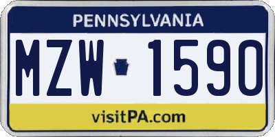 PA license plate MZW1590