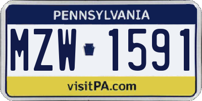 PA license plate MZW1591