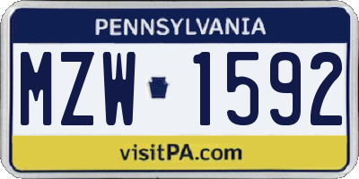 PA license plate MZW1592