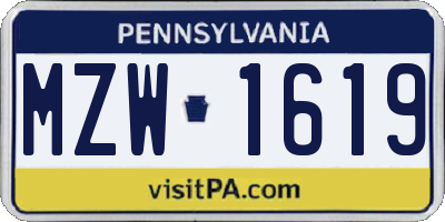 PA license plate MZW1619