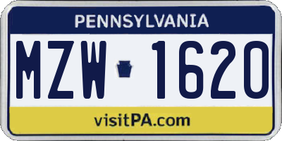PA license plate MZW1620