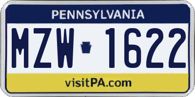 PA license plate MZW1622