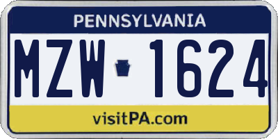 PA license plate MZW1624