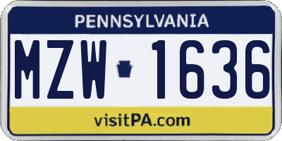 PA license plate MZW1636