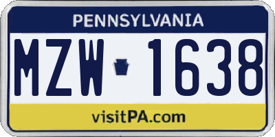 PA license plate MZW1638