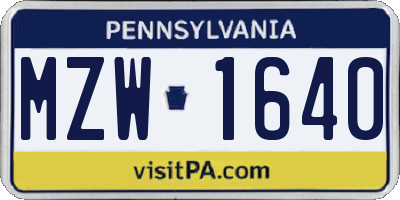 PA license plate MZW1640