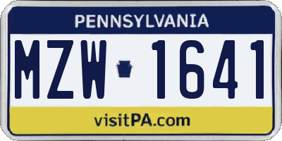 PA license plate MZW1641