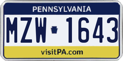 PA license plate MZW1643