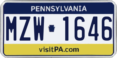 PA license plate MZW1646