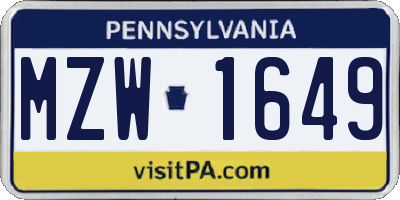 PA license plate MZW1649