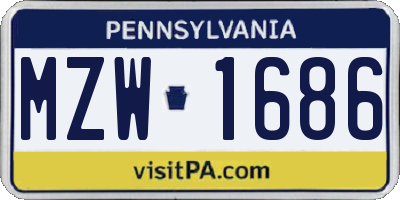 PA license plate MZW1686