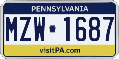 PA license plate MZW1687