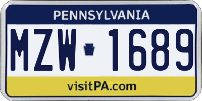 PA license plate MZW1689