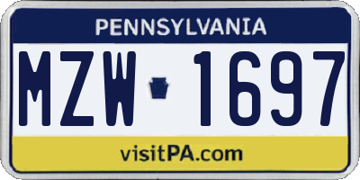 PA license plate MZW1697