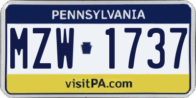 PA license plate MZW1737