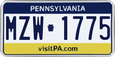 PA license plate MZW1775