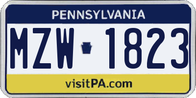 PA license plate MZW1823