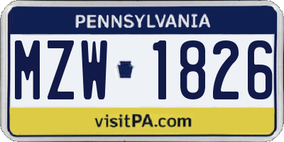 PA license plate MZW1826
