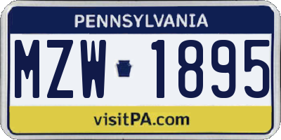 PA license plate MZW1895